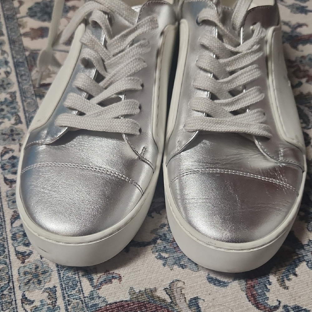CHANEL Women's Metallic Silver Sneakers - Picture 15 of 17